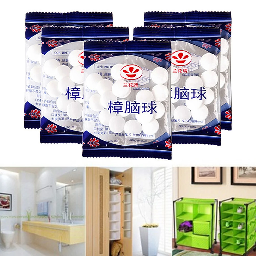 

20pcs/bag Natural Mouldproof Camphor Ball Wardrobe Shoe Odor Removal Insect-resistant Moth-proof Mothballs Moth Dropship