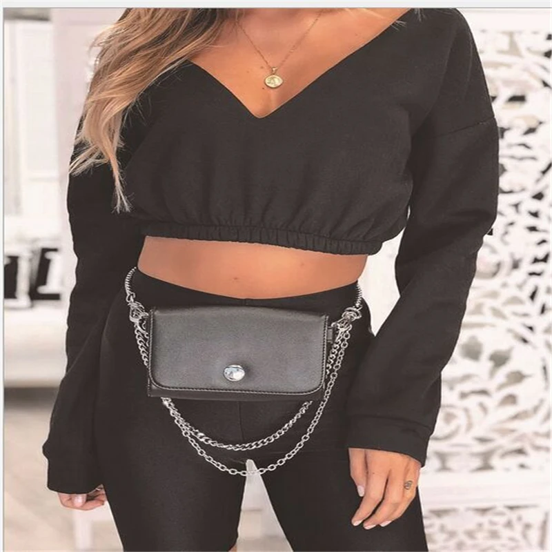 النساء ديب-V الرقبة طويلة الأكمام أعلى مثير الصوف قمم هوديس قبالة الكتف قميص عارضة الأساسية اللون الشارع ارتداء