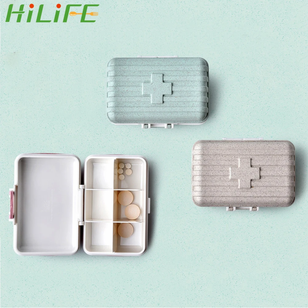 

HILIFE Home Organizer Mini Cute Tin For Pills Button Clip Suitcase Shape 6 Compartments Storage Box Case Home Supplies