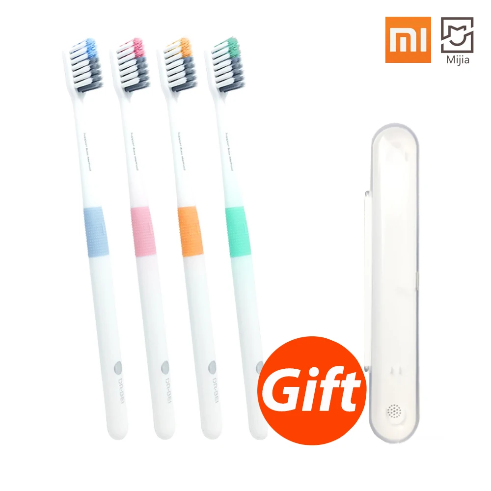 

4Pcs/Lot Xiaomi Doctor B Toothbrush Massage Deep Clean Bass Method Sandwish-bedded Brush with Travel box Soft-bristle
