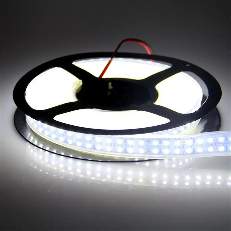 Светодиодная лента 12V 240 led/M 3528 двухрядная 5M 1200leds Гибкие Огни Лента теплая/белая IP67