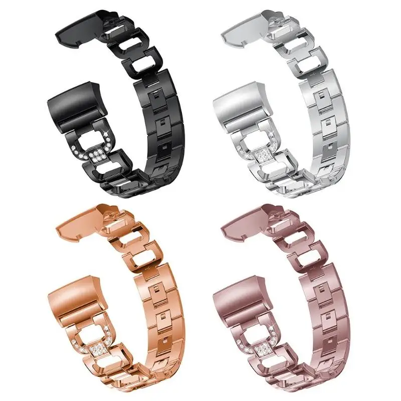 

D Shape Crystal Alloy Watch Band Bracelet Wrist Strap for Fitbit Charge 3 Metal Wrist Belt Clock Watchband Watch Accessories