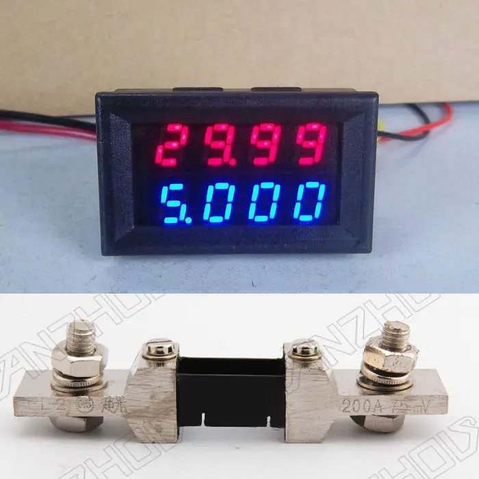DC 3.3V-10V Dual LED Digital Voltmeter Ammeter Voltage AMP Mono Color 0-200A 