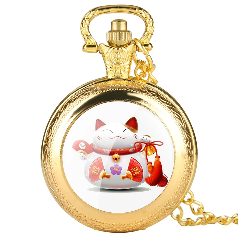 Кварцевые карманные часы Lucky Cat в китайском дизайне подарок оригинальное