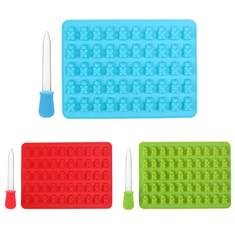 

50 Cavity Gummy Bears Hard Candy Silicone Soap Ice Cube Tray Baking Mold