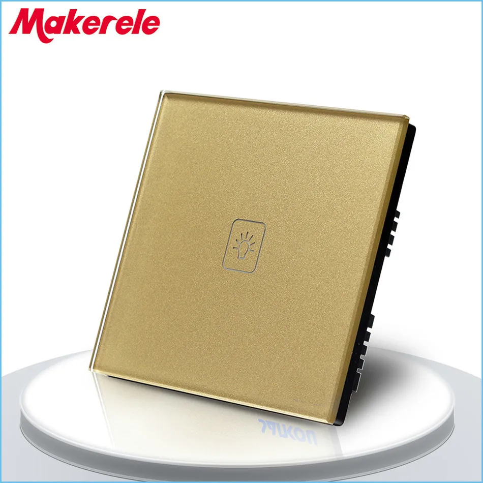 

Free Shipping Remote Control Touch Switch UK Standard Remote Switch Gold Crystal Glass Panel+LED 50HZ/60HZ Wall Light