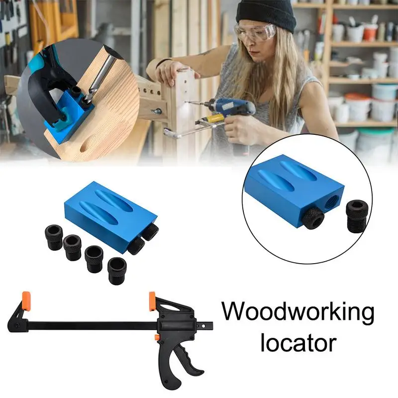

Woodworking Pocket Hole Jig Kit 6/8/10mm Angle Drill Guide Set Hole Puncher Locator Jig Drill Bit Set For DIY Carpentry Tools