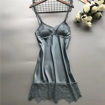 

Nightgowns Sleepshirts Nightdress Lace Silk Solid Lingere Sexy Dress Women Night Club Lingerie Nightgowns Nightwear Sleepwear