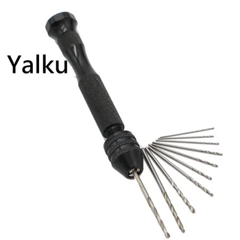 

Yalku 11pcs Hand Drill Twist Drill Bit Set Mini Micro Aluminum Alloy Tool Woodworking Drilling Rotary Power Tool Bits Set