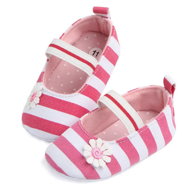 

2019 New Fashion Cotton Striped Fabric Baby Boy Girl Anti Slip Newborn Striped Shoes Slippers 0-18 Months