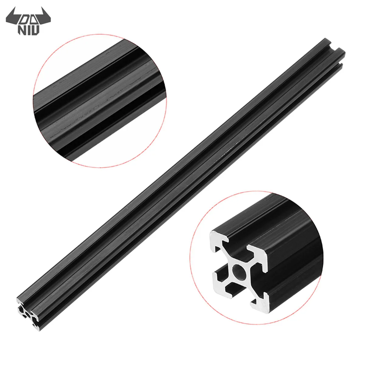 

DANIU 600mm Length Black Anodized 2020 T-Slot Aluminum Profiles Extrusion Frame For CNC