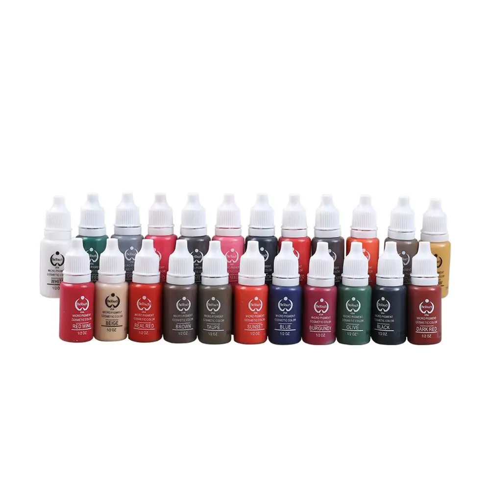 

23Pcs Ink Permanent Makeup Pigment 15Ml Cosmetic 23 Color Tattoo Ink Set Paint For Microblading Eyebrow Lip Body Makeup