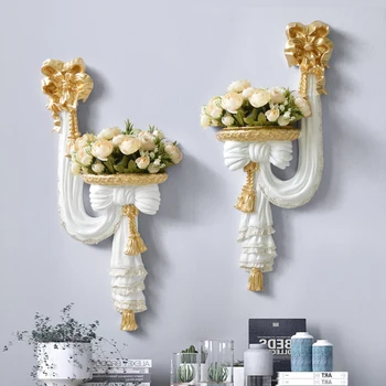 

home decorative wall vase artificial flowers shelf pendart art hanging resin mural craft wedding living room ornament wall decor