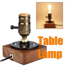 Деревянная электрическая ретро классическая настольная прикроватная Ночная лампа, настольная лампа для кабинета, бара, кофейни, светильник для внутреннего освещения E27
