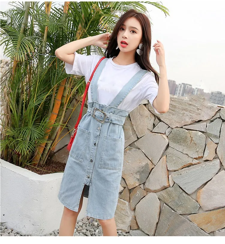 

2019 Sexy Backless Summer Women Spaghetti Strap Dress Casual Buttons Belt Denim Dress High Waist Midi Dress