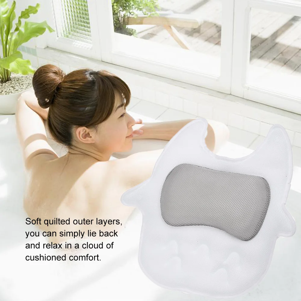 Quilted Air Bath Massage Pillow Bathtub Pillow With 3D Air Mesh