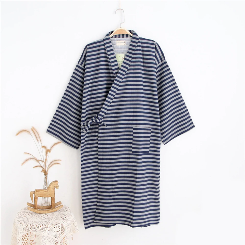 

Man Spring Summer Japanese Cardigan Long Night Robe Night-robe Sauna Cloth