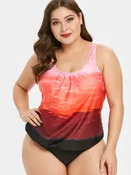 Wisalo женский пляжный комплект с принтом Омбре, с квадратным вырезом, без рукавов, два предмета, летний праздничный купальный комплект