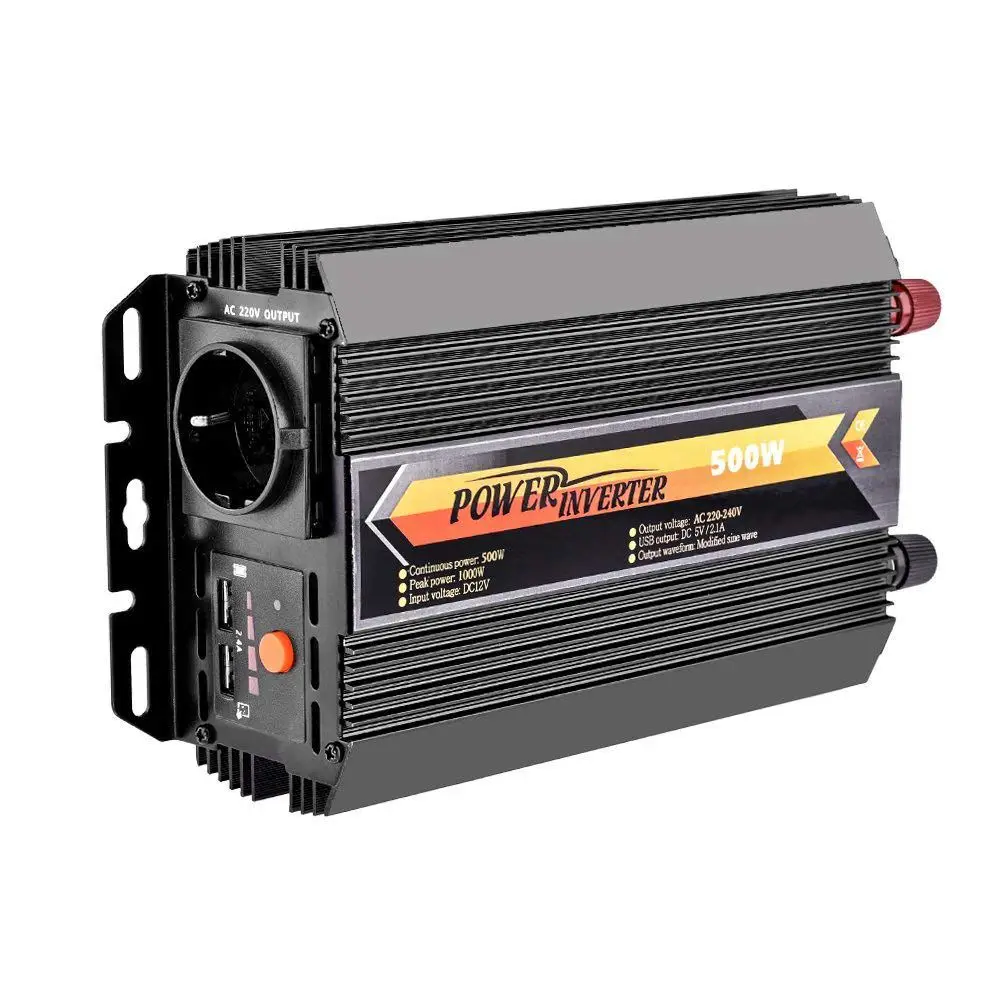 

Voltage Converter DC 12V DC to AC 220V Car Inverter with TV Certification and 2 USB Ports, including Car Cigarette Lighter Plu