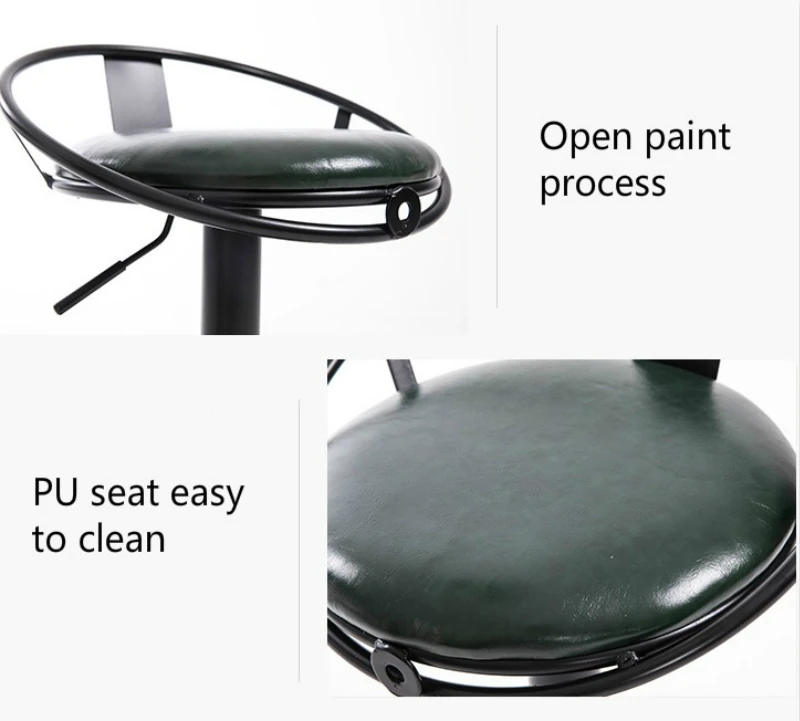 Art Bar Chair European Style Rotated High Stool with Footrest Household Leisure Lifted Bar Stool Front Desk Reception Chair