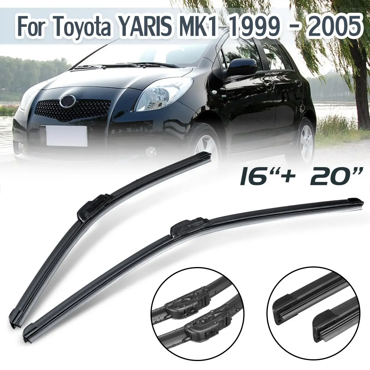 2Pcs 20"+ 16" Left Right Front Windscreen Window Wiper Blades For