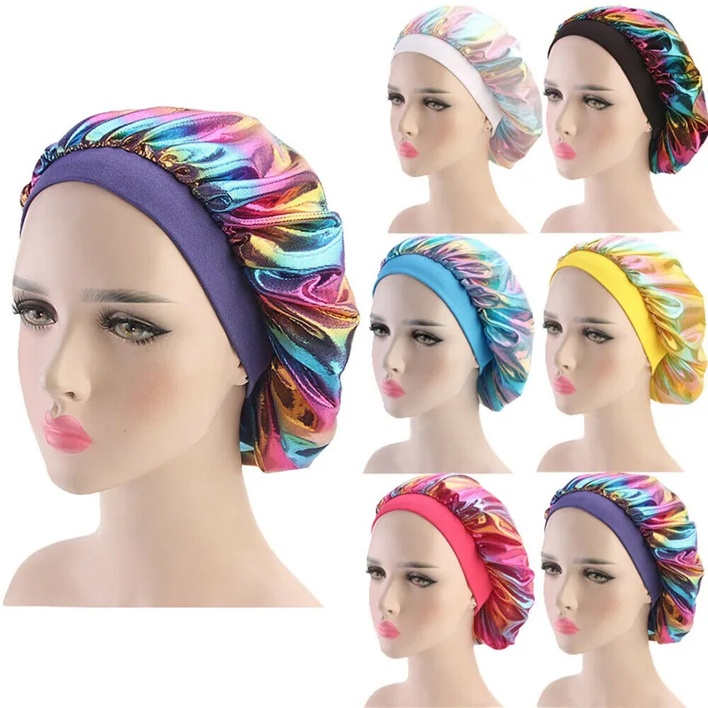

Bathing Shower Caps Head Wrap Cap Cover Women Shinny Cap Long Hair Care Night Sleep Hat