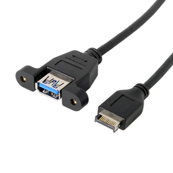 

10pcs/lot USB 3.1 Front Panel Header to USB 3.0 Type-A Female Extension Cable 50cm Panel Mount Type