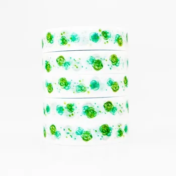 

Green Flower Pattern Washi masking tape sticky color decorative tape set DIY decoration office stationery scrapbook 1PCS