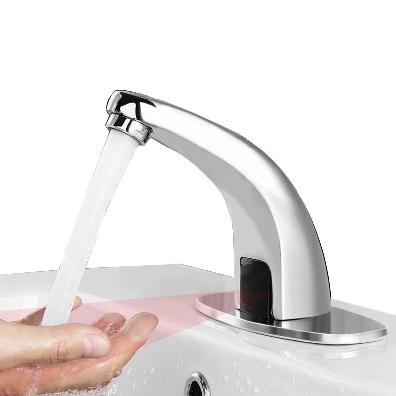 

Bathroom Automatic Infrared Sink Hands Touchless Free Faucet Sensor Tap Cold Water Saving Inductive Electric Basin Faucet Mixer