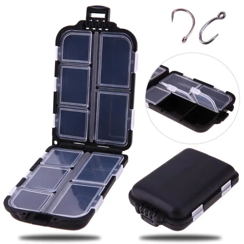 10 Compartments Fishing Tackle Box Lure Spoon Hook Rig Bait Plastic Storage Case Accessory Square Fishhook | Спорт и развлечения