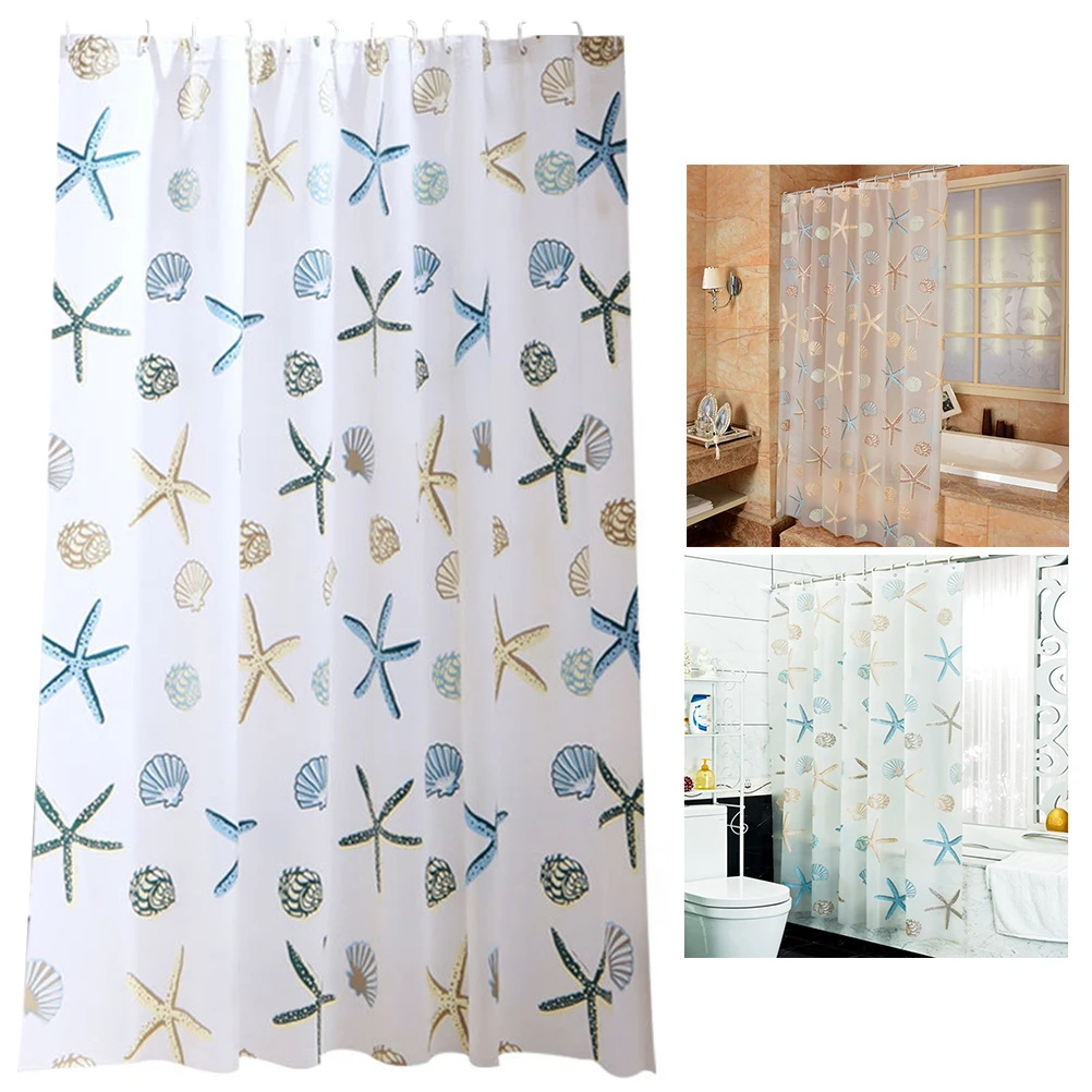 

Starfish Printing PEVA Partition PVEA Shower Curtain Mildew Proof Waterproof Cloth Shower Bathing Curtain Shower Decoration