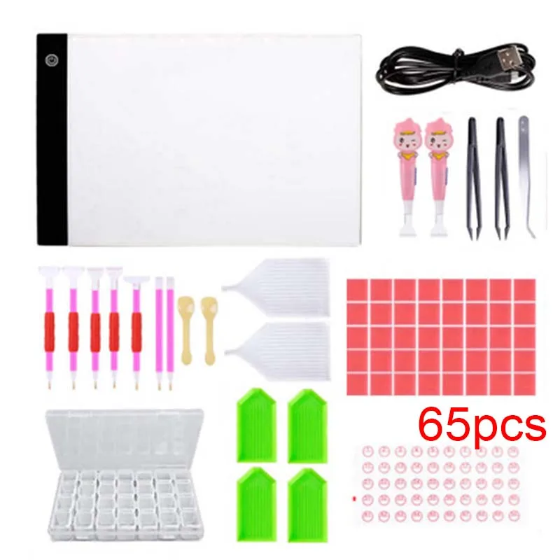 

65pcs Diamond Painting Tools Cross Stitch Kits DIY Embroidery Pen Tweezers Plate Glue Storage Box Diamond Painting Accessorie