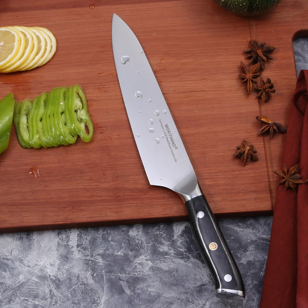 

Mokithand 8 inch Chef Knives Germany 1.4116 Steel High Carbon Japanese Kitchen Knife Sharp Stainless Steel Meat Cleaver Knife