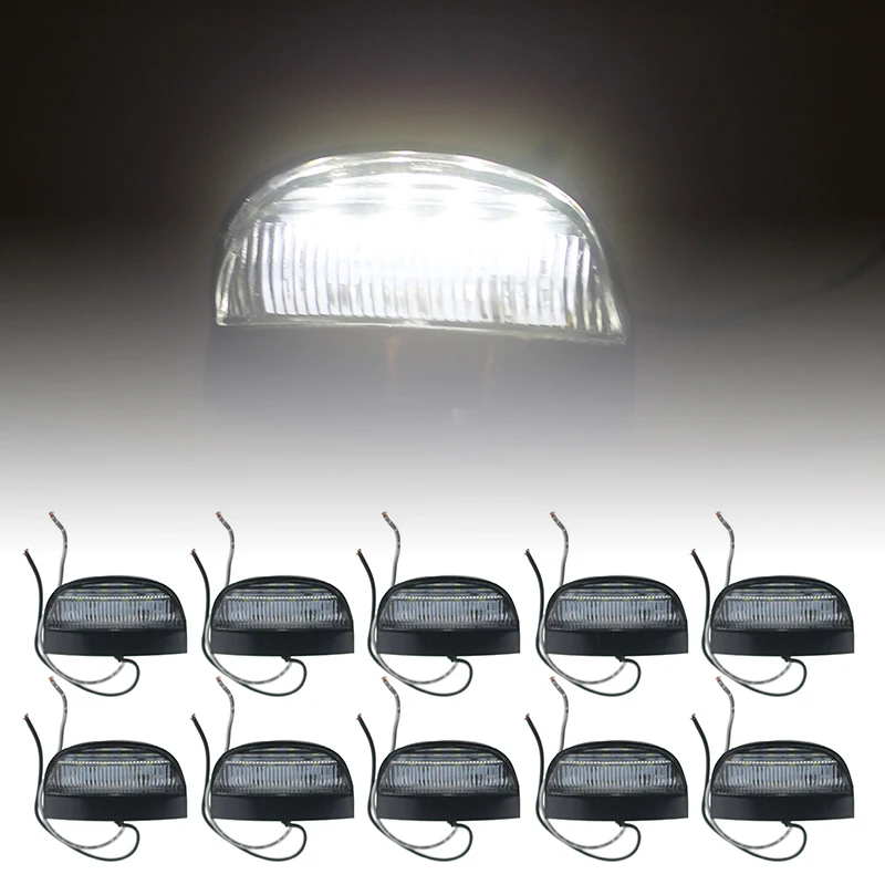 

1pc HL-P-004 4LED Waterproof Truck License Plate White Light For Trucks Trailers 6000K DC 10-30V