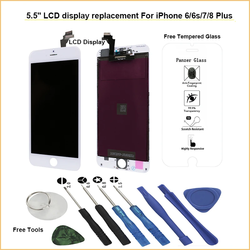 TRANSAID класса AAAA экран с инструментами и замена закаленного стекла для iPhone 8 7 6S 6 Plus