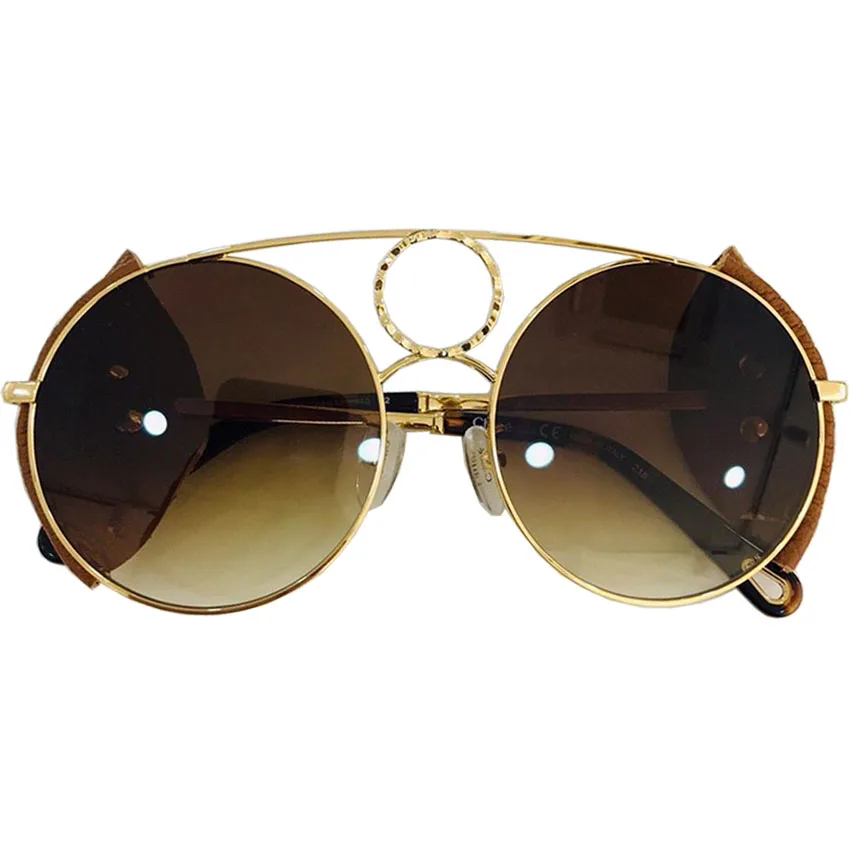 

Retro Round Sunglasses Women 2019 Brand Designer Vintage Luxury Leather frame coating Sun Glasses For Female Ladies Shades UV400