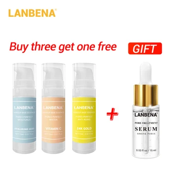 

Buy 3 Get 1 Gift LANBENA Makeup Base Essence Makeup Primer Face Serum Moisturizing Oil-control Pore Treatment Serum Vitamin C