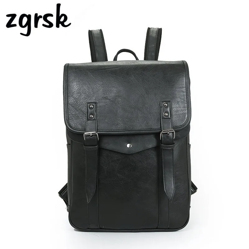 

Leather Men's Backpack Women Youth School Bags For Teenagers Male Black Color Fashion Travel Backpacks Rucksack Bagpack