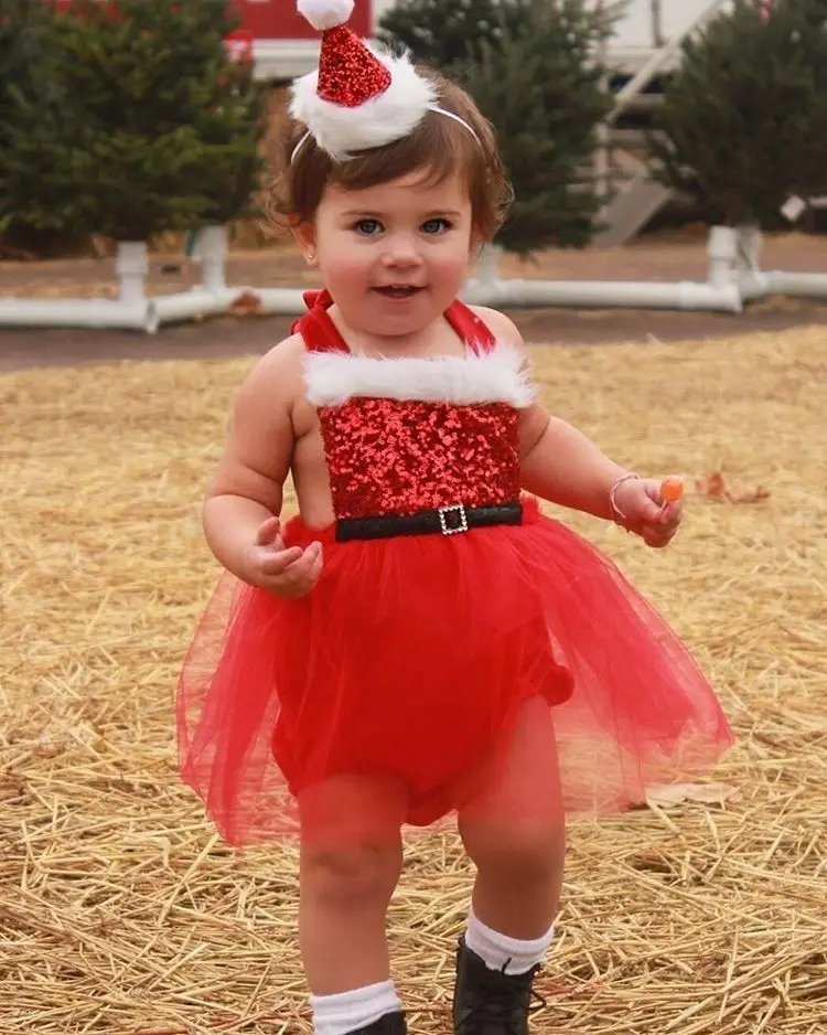

Kids Baby Girls Christmas Sequin Romper Dress