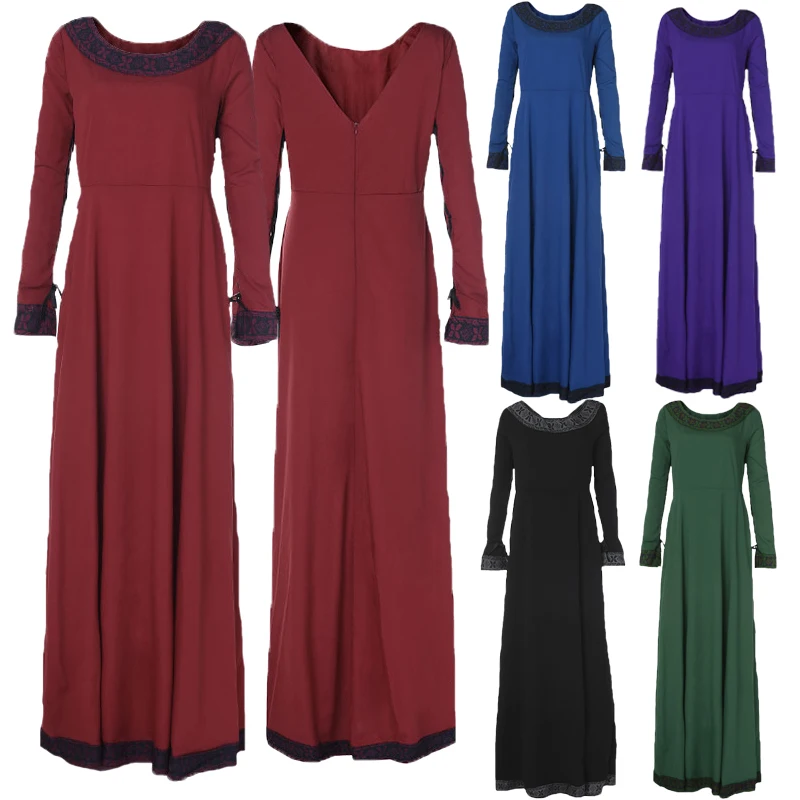 

2019 Maxi Long Dress Long Sleeve Elegant Evening Party Ball Gown Classic Retro Solid Ladies Shift Vestidos Casual Plus Size 3XL