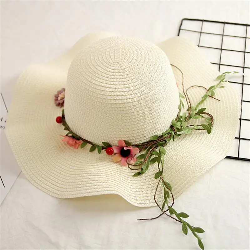 Summer Womens Big Wide Brim Straw Hat 