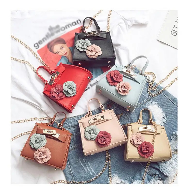 

Korean Version Fashion Shoulder Bag Tote New Mini Small Chains Bags Flower Chain Crossbody Messenger Cute PU Bag Totes Handbag