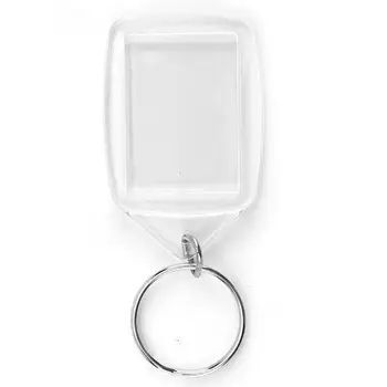

100pcs Acrylic Plastic Blank Clear Keyrings 35x25MM Insert Photo Key Rings Gift