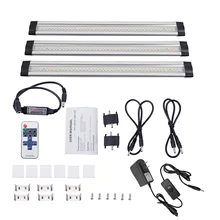Новейшая 3 шт. SMD3528 светодиодная подсветка под шкаф с пультом дистанционного управления светодиодный жесткий бар DC12V Светодиодный светильник для кухонного шкафа