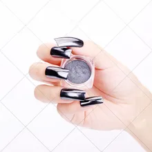 Черные яркие блестки для ногтей порошок ослепительный Блестящий хромовый пигмент пыль пайетки художественные украшения лак для ногтей искусство Блеск