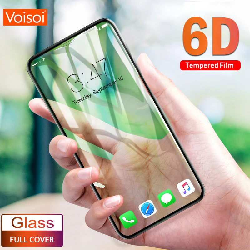 6D пленка из закаленного стекла для Apple iPhone X 10 Xs Max полная изогнутая Защитная