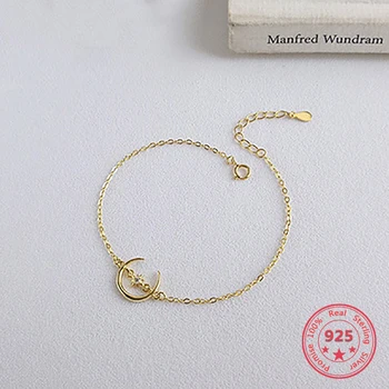 

Korea New Style 925 Sterling Silver Bracelet for Women Simple Fashion Chic Gold Moon Bracelet Jewelry