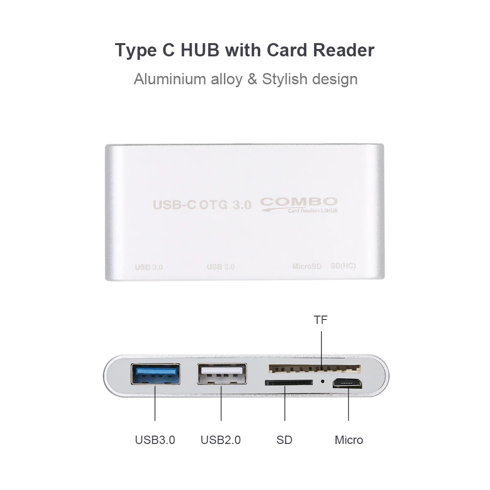 USB C 3 1 Type концентратор с кардридером 5 в c OTG комбинированный USB3.0 мульти сплиттер