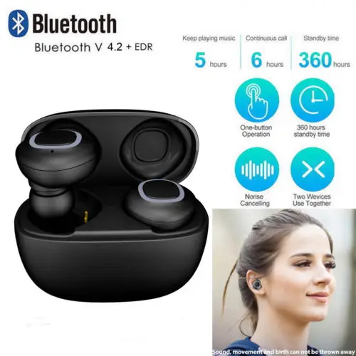 Wireless Earbud TWS Mini True Bluetooth 4.2 Stereo Earphone Bass In-Ear Headset | Электроника