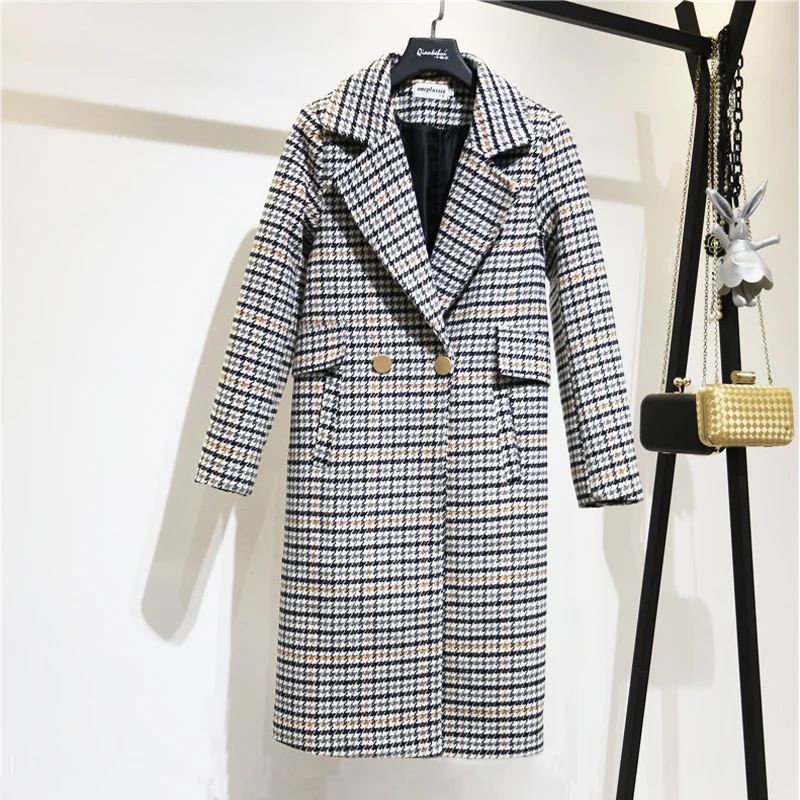 Arrivée Noir Plaid Boutonnage Blanc Laine Contraste Mode Yf13101 De Color 2018 Nouvelle Double Épais Picture Pour Couleur Entaillé Veste L'automne Lanmrem ExwfqY84n